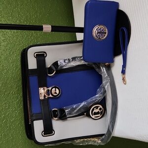 DASEIN BUNDLE Elegant Blue and Black Handbag And Shoulder Bag and Wallet NWT